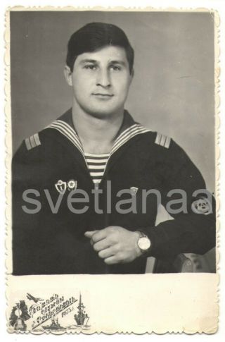Brutal Sailor Miliary Pins Navy Handsome Man Guy Boy Watch Soviet Army Old Photo