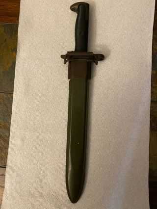 Vintage Wwii Us Army M1 Garand Bayonet With Scabbard - Afh 10 Inch Blade