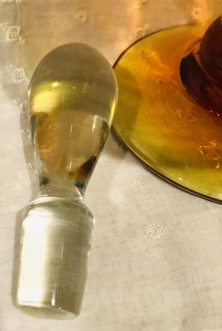 Vintage Blenko Glass Tangerine Amberina Pedestal Decanter 2