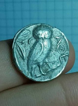 Ancient Greek Silver Ar Tetradrachm Coin Athens Attica Owl 500bc 5.  4 Grams