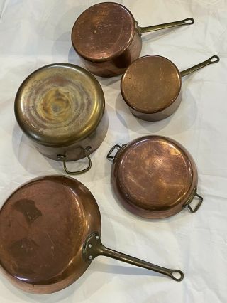 Vtg Tournus Copper Pots Set Of 5 (no Lids)