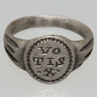 Museum Quality Ancient Roman Silver Ring With Descriptions Votis X - Circa 350 Ad