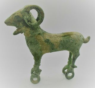 Circa 1000bce Ancient Luristan Bronze Ram Statuette Rare