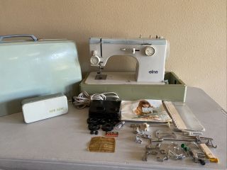 Vintage Elna Su Sewing Machine With Case Foot Pedal