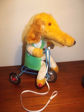 Rare,  Vintage French Tricycle Dog Doll/tedddy /chritsmas Toys,  1960 