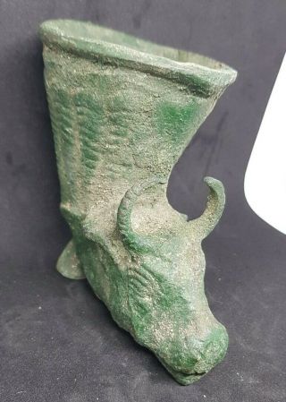 Ancient Luristan Bronze Waraxe With Beast Termial