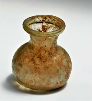 Green small Roman Glass bottle 1st–2nd century A.  D 3