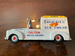 Vintage Ahi Japanese Tin Friction Delicious Ice Cream Truck W/box