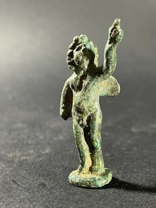Rare Ancient Roman Bronze Period Statue Of Cupid - Circa 200 - 400 Ad