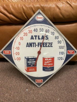 Vintage Rare Esso Atlas Anti - Freeze Thermometer