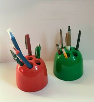 Vintage Plastic Pen And Pencil Holders " Dedalino " By Emma Gismondi For Artemide