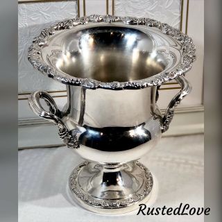 Vintage Wine Chiller Silver Plated Ice Bucket Handled Urn Decorated With Grapes