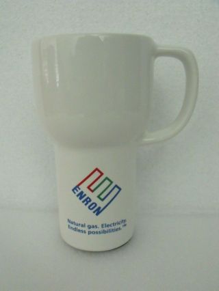 Rare Enron Corp Ceramic Mug Cup Vintage Bankrupt 1990s Dot Com Era Scandal