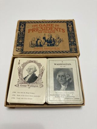 Vintage Game Of Presidents 1929 Parker Brothers Box / In The White House Cards