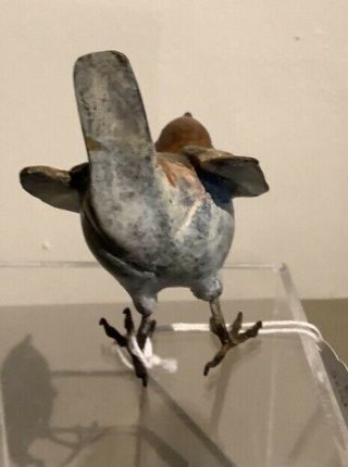 Solid Bronze life size Cold Painted Singing WREN With A Lovely Patina made in uk 3