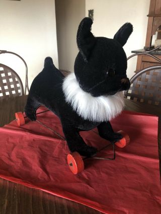 French Bulldog Large Pull Toy On Wheels Artist Made