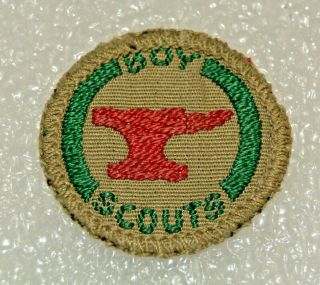 Red Anvil Boy Scout Blacksmith Proficiency Award Badge Black Back Troop Large