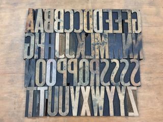Large Antique Vtg Hamilton Wood Letterpress Print Type Block Alphabet Letter Set