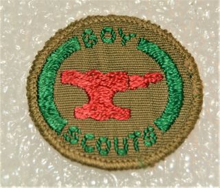 Red Anvil Boy Scout blacksmith proficiency Award Badge brown Back troop Small 