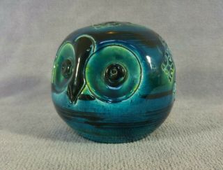 Vintage Enamel Ceramic Owl Rimini Blue Rosenthal Aldo Londi Bitossi Italy 50 