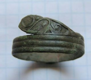 Ancient Bronze Ring Snake Middle Ages In Animal Style