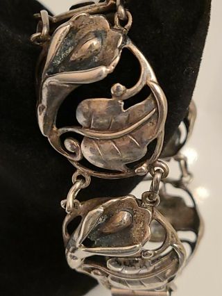 Heavy Vintage Sterling Silver Danecraft Calla Lily Link Bracelet