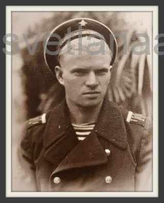 Sailor Navy Handsome man guy blond boy Cap Military uniform Soviet vintage photo 2