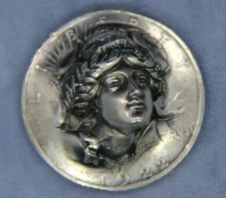 1922 D Silver Peace Dollar Vintage Repousse Pop Out 3d Lady Liberty