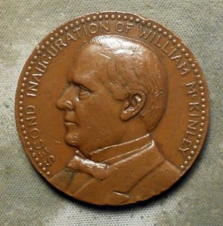William Mckinley Official Inaugural Medal 1901 Bronze 44mm About Uncirculated Rn