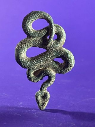 Scarce Ancient Viking Norse Bronze Snake Serpent Amulet Pendant Circa 700 - 900ad