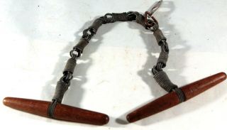Antique French Wire Wrap Nipper " Come A Long " Handcuffs Police Prison Restraints