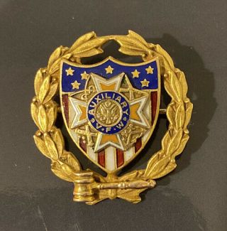 10k Yellow Gold Enamel Veterans Of Foreign Wars Vfw Auxiliary Service Pin
