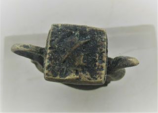Old Indo Greek Bronze Ring With Head Of Euracrates On Bezel