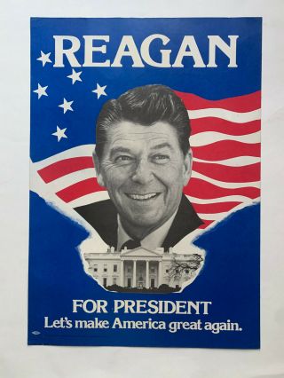 1980 Ronald Reagan President Election Campaign Poster Sign