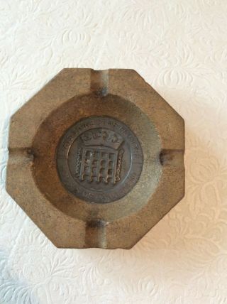 Vintage Wwii Relic Ashtray Made From Houses Of Parliment Stone Palace Bombing