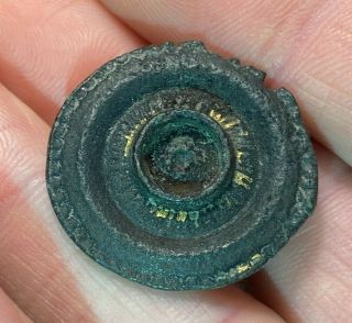 Antique Roman Bronze Disc Brooch - 2nd /3rd Century Ad - 21mm In Diameter