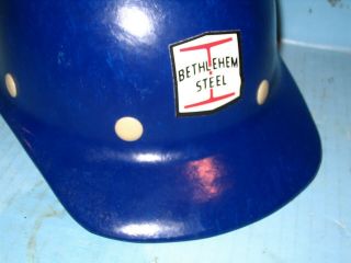 SCARCE Vintage Bethlehem Steel Fibre Metal Hard Hat RARE Blue Supervisor Helmet 2
