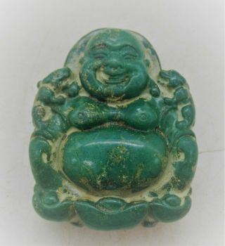 Old Antique Chinese Late Qing Jade Carved Statue In The Form Of A Buddha