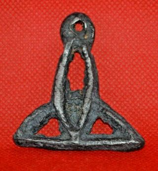 Rare Ancient Viking Silvered Pendant Amulet " Sun " - Circa 9th/10th Century