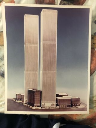 Rare Vtg World Trade Center Architectural Model Color Graphic Photo 8x10 Kodak