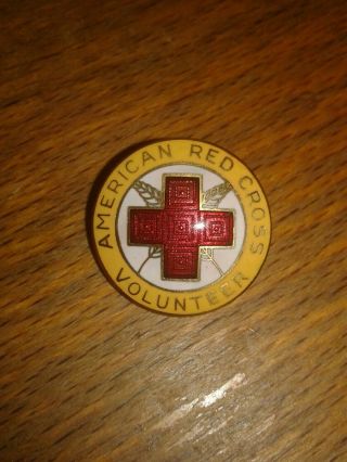 Ww2 Vintage American Red Cross Volunteer Pin Pinback War Medical Enamel
