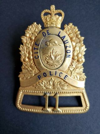 Vintage Cite De Lauzon Police Hat Badge Quebec,  Canada