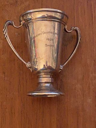 Rare Antique Large Solid Silver Dandie Dinmont Terrier Dog Show Trophy 1935