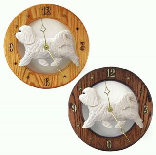Havanese Wood Clock White