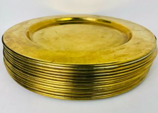Set of 16 vintage mid century solid brass chargers 2