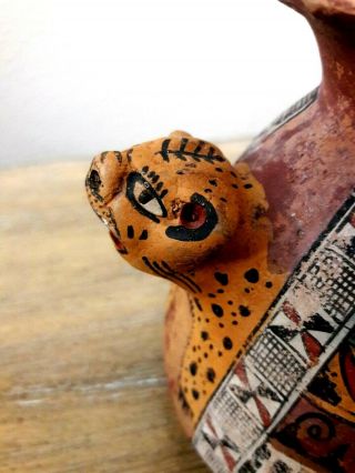 Vintage Antique? Aztec Mayan Red Clay Pottery Vessel Jar Pot Jaguar Snake Design