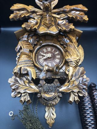 Vintage Wooden Cuckoo Clock German Black Forest Clock