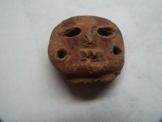 Rare Pre Columbian / Aztec Clay Great Figure Head Pendent B Looks Like A Alien