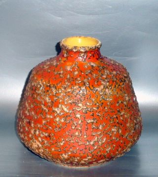 Retro/vintage/mid - Century Modern Hungarian Orange Ceramic Vase/tofej