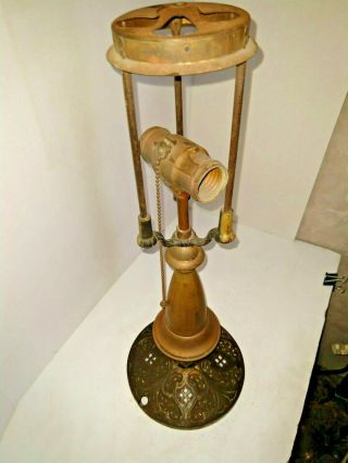 Vtg Dual Socket Arts & Craft Mission Nouveau Lamp 1900 